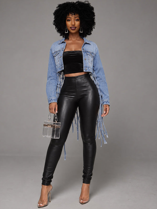 Fishnet-Back Denim Jacket