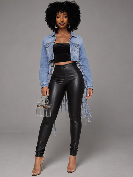 Fishnet-Back Denim Jacket
