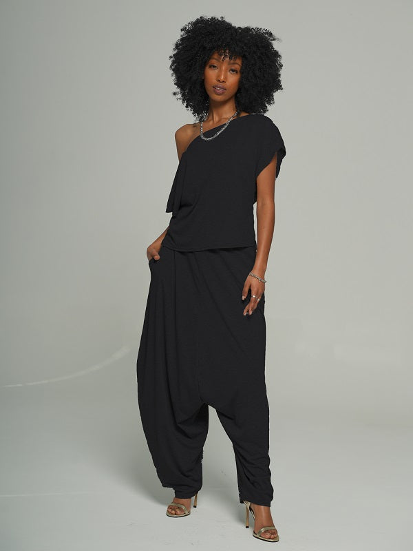 Boat-Neck Tee & Slouchy Pants Set