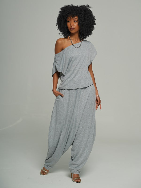 Boat-Neck Tee & Slouchy Pants Set