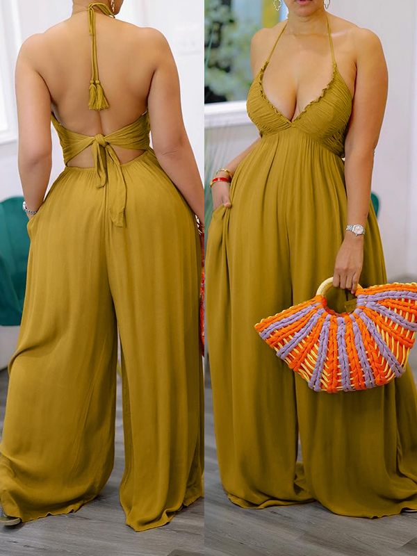 Halter Wide-Leg Jumpsuit - short inseam version