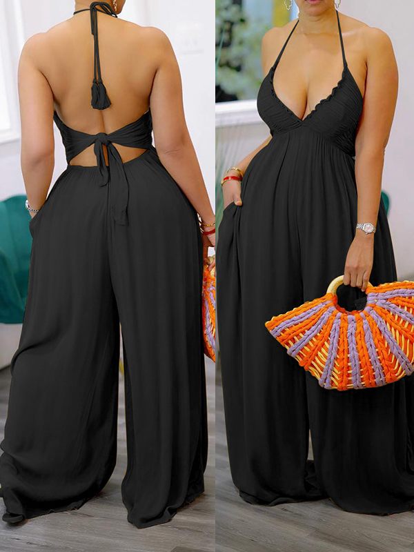 Halter Wide-Leg Jumpsuit - short inseam version