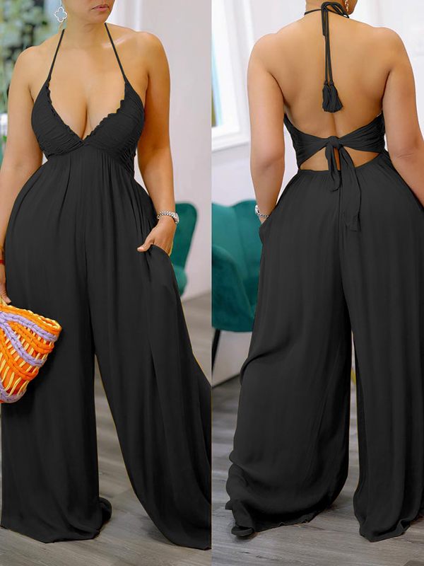 Halter Wide-Leg Jumpsuit - short inseam version