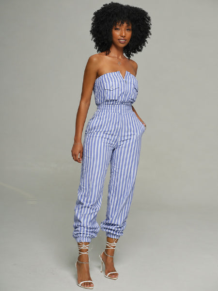 Stripe Cargo Jumpsuit