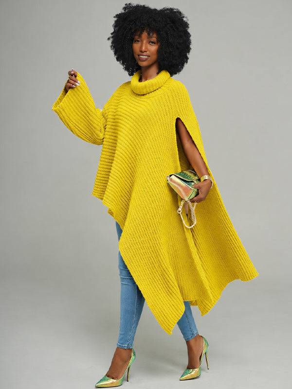 Knit Turtleneck Cape Top