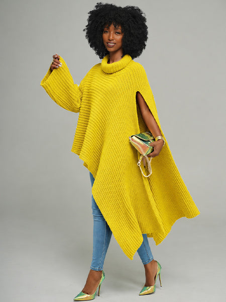 Knit Turtleneck Cape Top