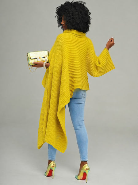 Knit Turtleneck Cape Top