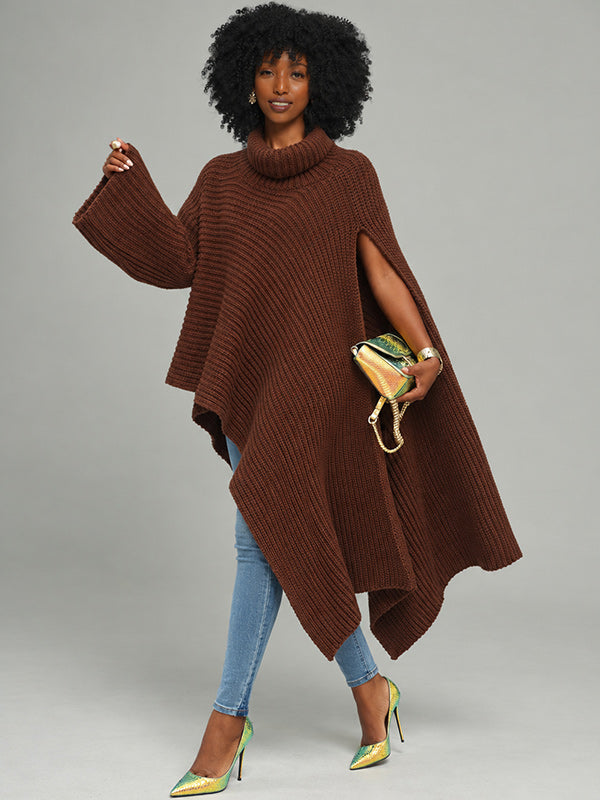 Knit Turtleneck Cape Top