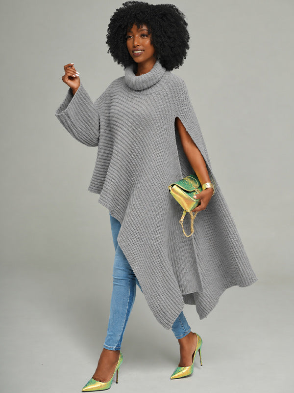 Knit Turtleneck Cape Top