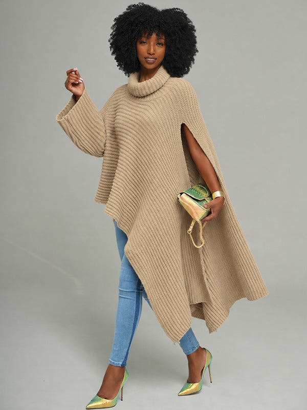 Knit Turtleneck Cape Top