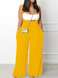 Solid Wide-Leg Overalls