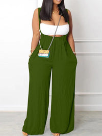 Solid Wide-Leg Overalls