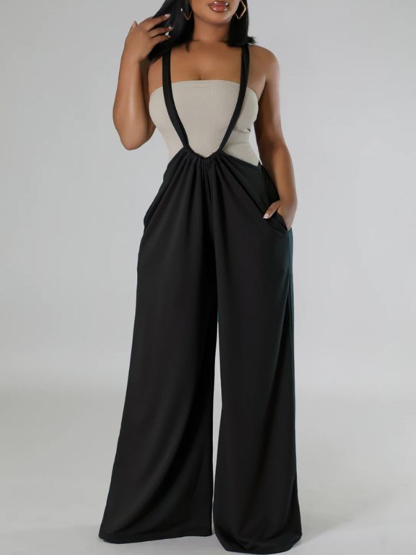 Solid Wide-Leg Overalls