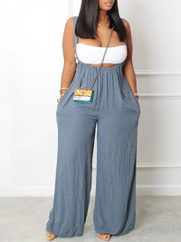 Solid Wide-Leg Overalls
