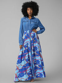 Printed Combo Shirt Dress