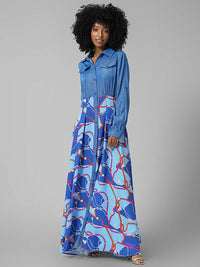 Printed Combo Shirt Dress