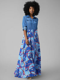 Printed Combo Shirt Dress