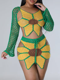 Sunflower Knit Crochet 2PC Set