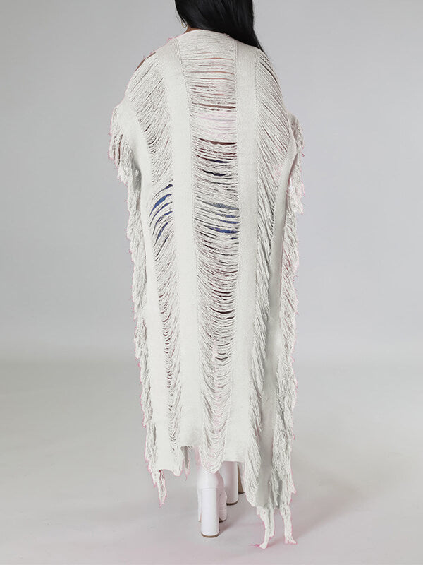 Fringe Shredded Knit Kimono