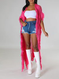 Fringe Shredded Knit Kimono