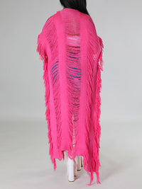 Fringe Shredded Knit Kimono