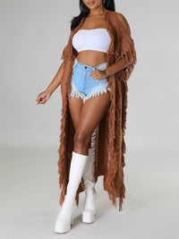 Fringe Shredded Knit Kimono
