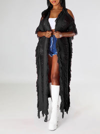 Fringe Shredded Knit Kimono