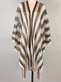 Stripe Crochet Fringe Kimono