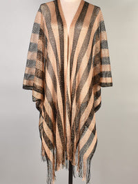 Stripe Crochet Fringe Kimono