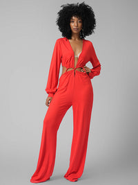 Lace-Up Plunge Jumpsuit