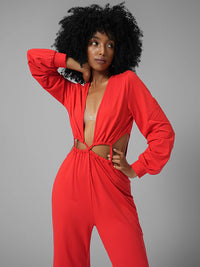 Lace-Up Plunge Jumpsuit