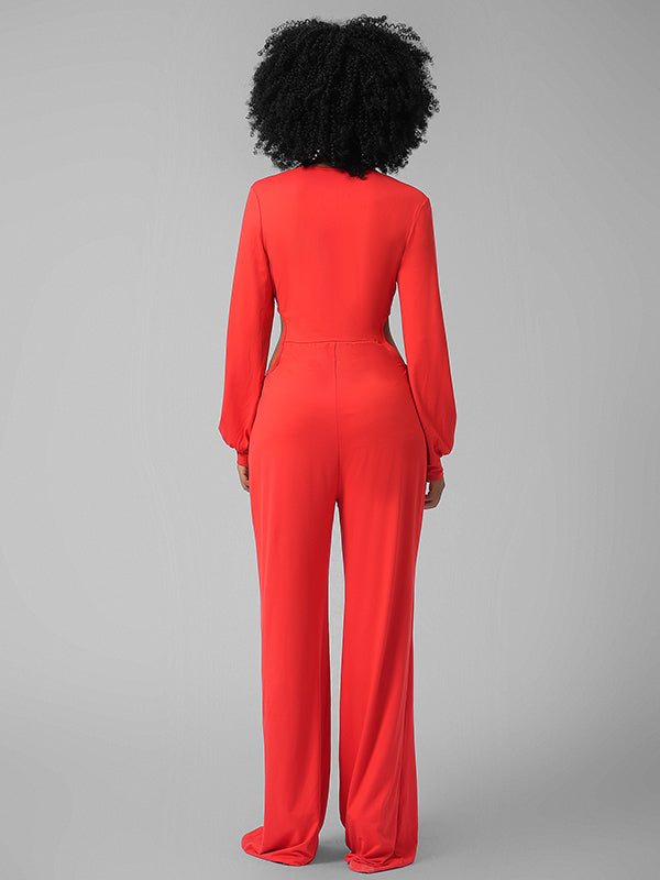 Lace-Up Plunge Jumpsuit