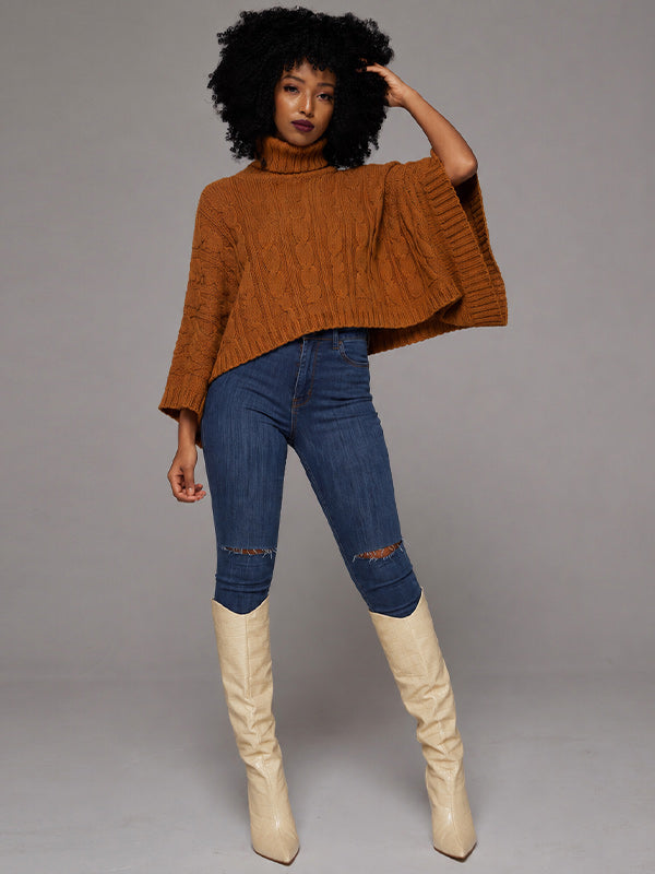 Knit Turtleneck Poncho