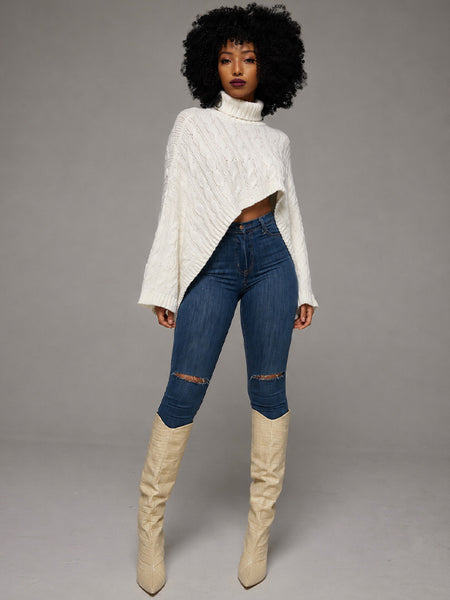 Knit Turtleneck Poncho