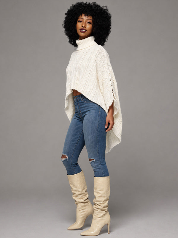 Knit Turtleneck Poncho