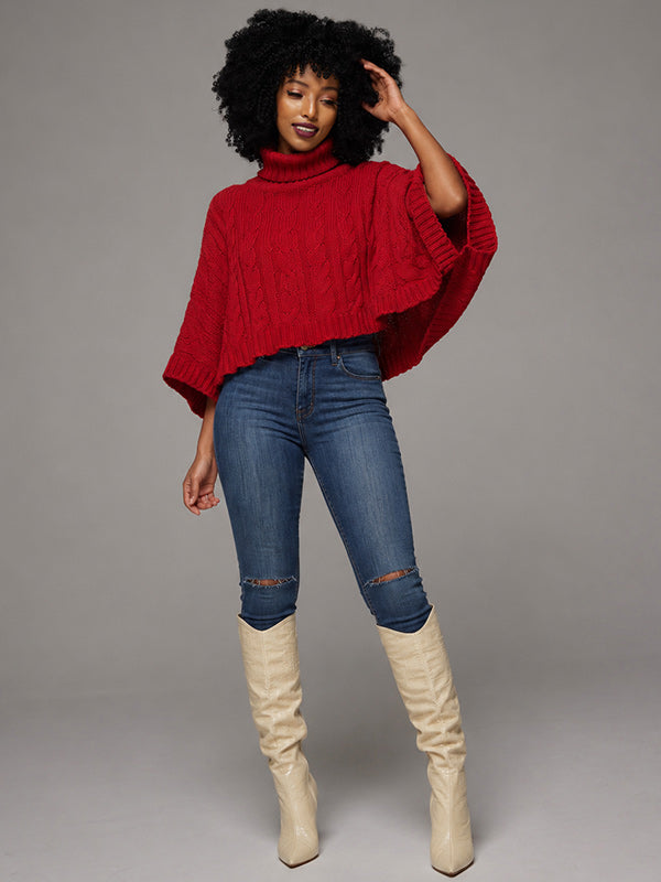 Knit Turtleneck Poncho
