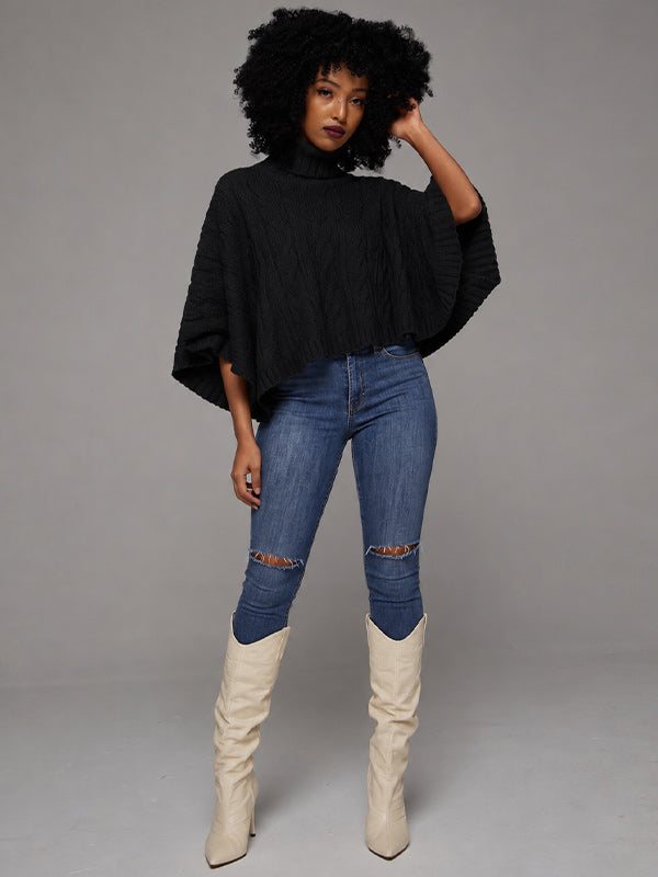 Knit Turtleneck Poncho