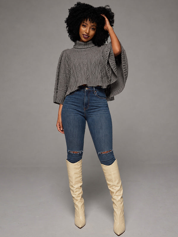 Knit Turtleneck Poncho