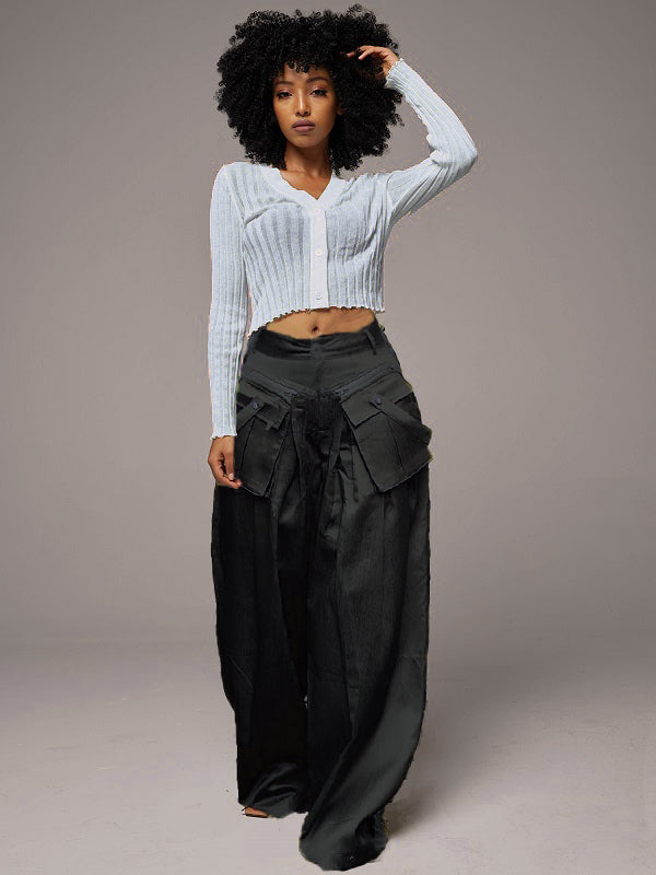 Wide-Leg Pants with Detachable Pockets