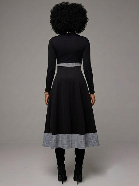 Plaid Combo Button Skirt