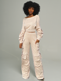 Twisted Top & Cargo Pants Set
