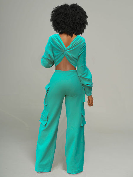 Twisted Top & Cargo Pants Set -- sold out