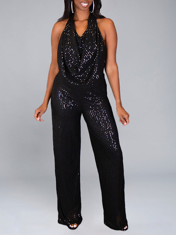 Sequin Halter Jumpsuit