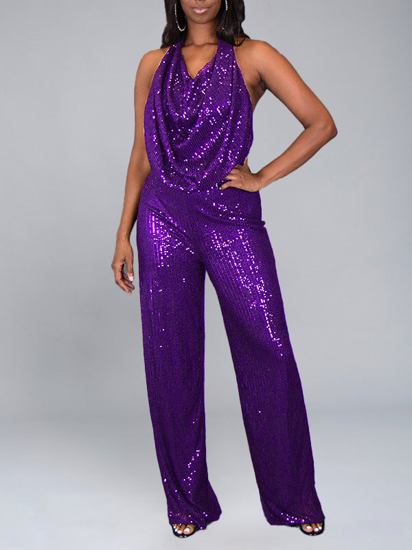 Sequin Halter Jumpsuit