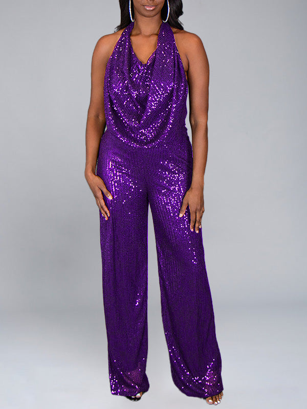 Sequin Halter Jumpsuit