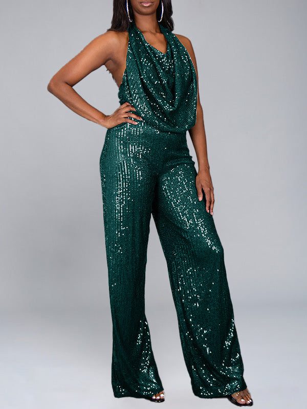 Sequin Halter Jumpsuit