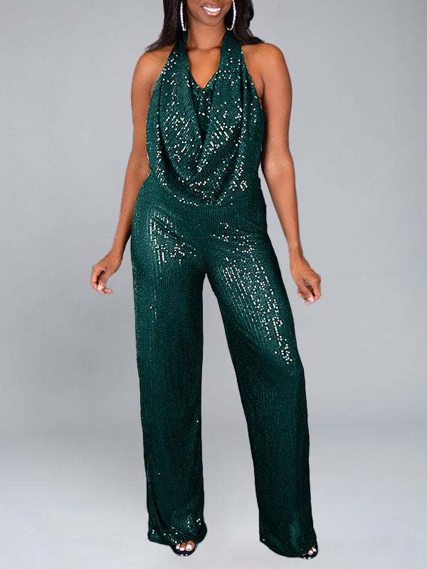 Sequin Halter Jumpsuit