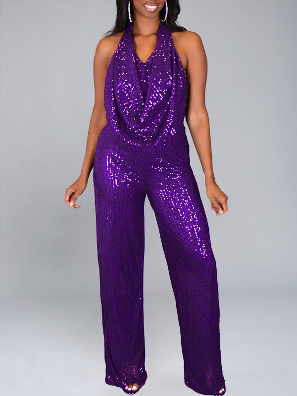 Sequin Halter Jumpsuit