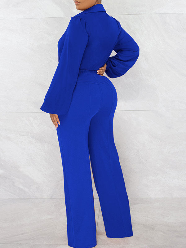 Solid Deep V Jumpsuit