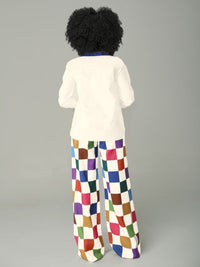 Colorblock Shirt & Wide-Leg Pants Set